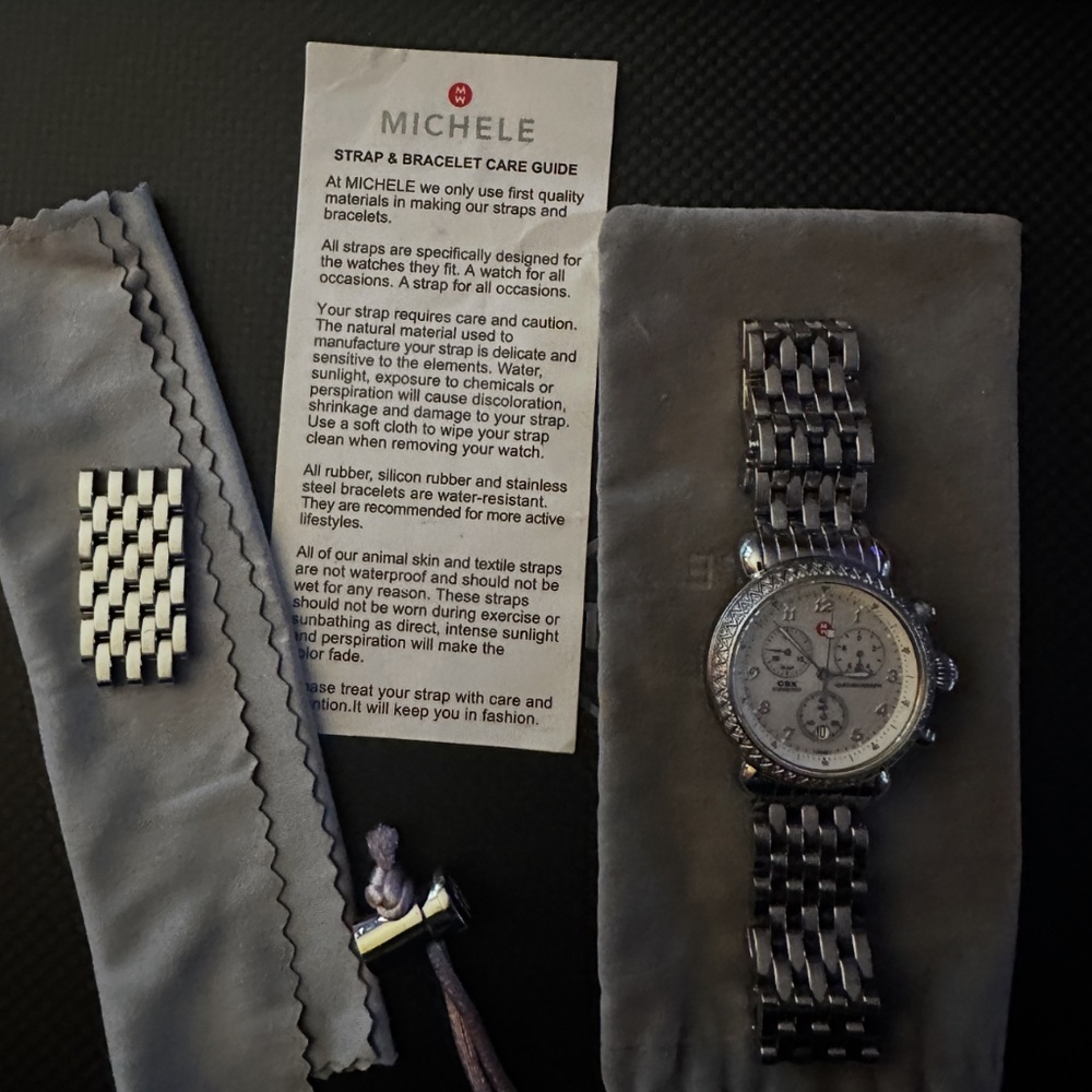 Michele CSX Quartz Watch w/Diamond Bezel